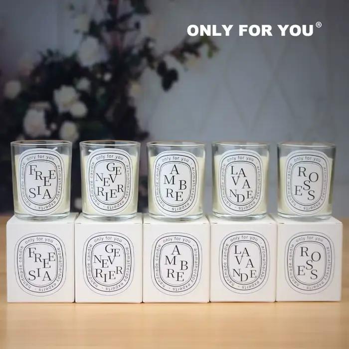 Bougie parfumée transparente en cire de soja et de noix de coco pour salon romantique et ambiance élégante à offrir pour diverses occasions