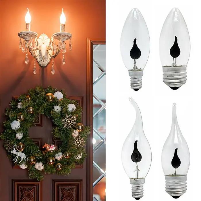 Ampoule de bougie effet flamme LED décoration intérieure vintage E14 gris clair jaune clair vert clair lumiere scintillante pour décoration maison chambre salon
