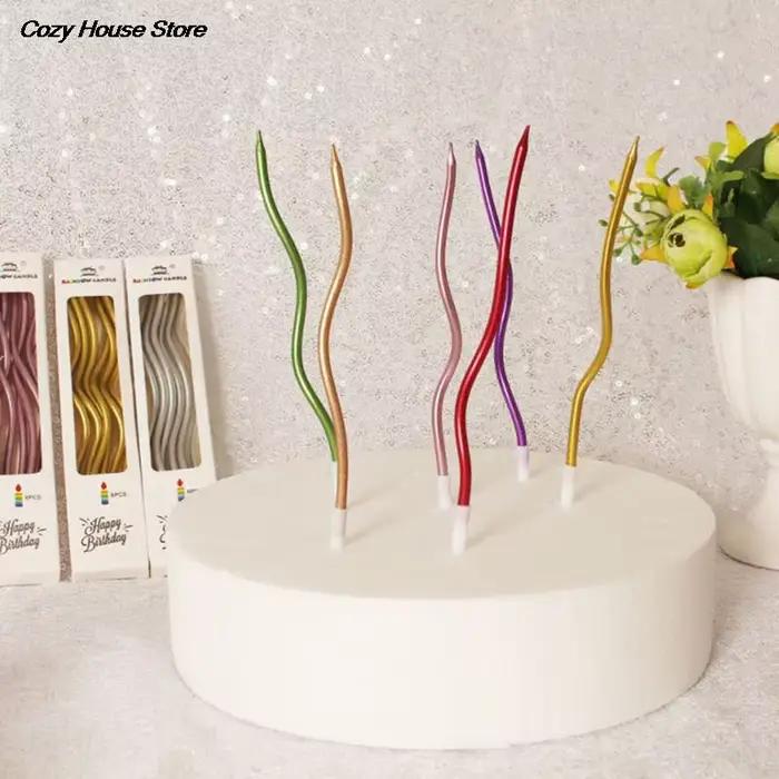 Bougie à Gâteau en Spirale Incurvée Colorée